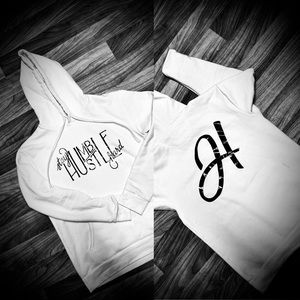 “HUEY APPAREL” Stay Humble Hustle Hard White & Black Sweatshirt